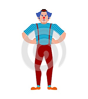Clown angry. funnyman evil. harlequin Vector illustration photo
