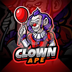 Clown ape esport mascot logo design