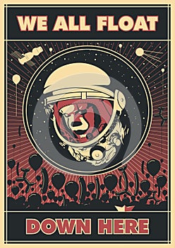 Clown in Astronaut`s Helmet Vector Illustration