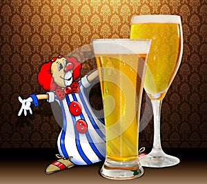 Clown and beer