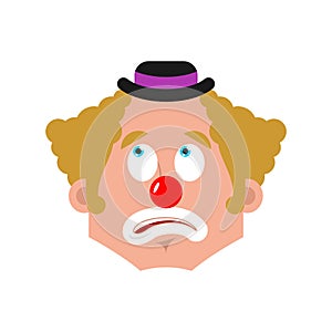 Clown bewildered emotion avatar. funnyman at loss emoji. harlequin icon. Vector illustration photo