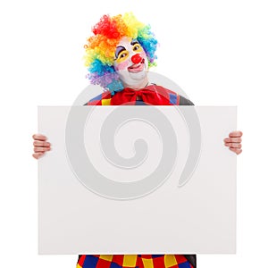 Clown with blank white board