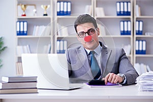 The clown businessman in the office