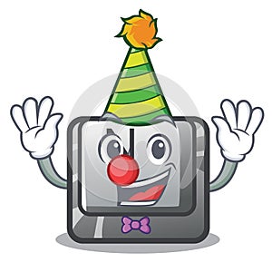 Clown button N in the cartoon shape