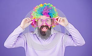 Clown and circus. Party fun. Enjoy being crazy. Feel free to express yourself. Having fun. Holiday fun and carnival photo