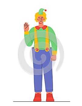 Clown in colorful clothes vector concept