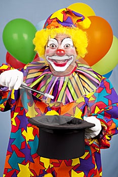 Clown Does Magic Trick