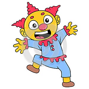 Clown dress up and play funny to entertain everyone, doodle icon image kawaii