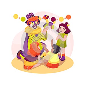 Clown entertainer isolated cartoon vector illustration.