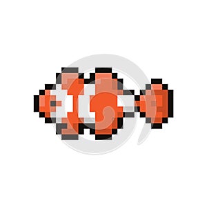 Clown fish 8-bit vector illustration. Vector illustration decorative design