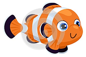 Clown fish cartoon icon. Tropical sea fauna