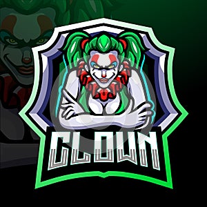 Clown girl esport logo mascot design.