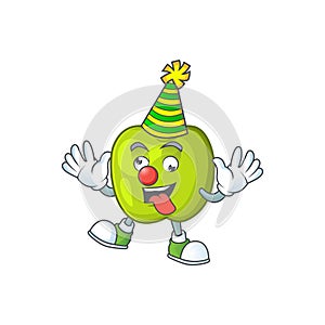 Clown granny smith apple character for health mascot