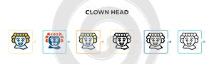 Clown head vector icon in 6 different modern styles. Black, two colored clown head icons designed in filled, outline, line and