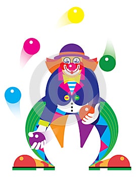 Clown juggles balls in the circus photo