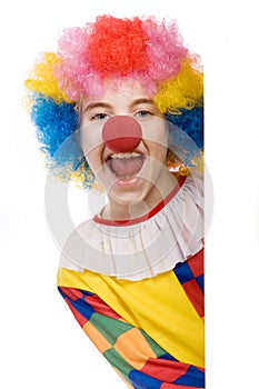 Clown laughing