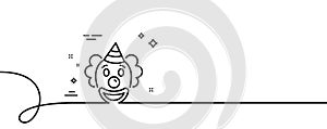 Clown line icon. Amusement park funnyman sign. Continuous line with curl. Vector