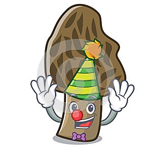 Clown morel mushroom mascot cartoon