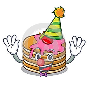 Clown pancake with strawberry mascot cartoon