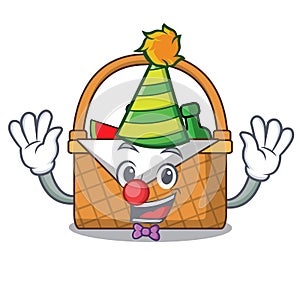 Clown picnic basket mascot cartoon