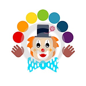 Clown with rainbow balls