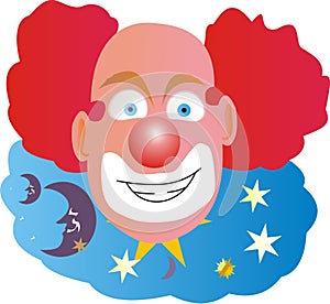 Clown with Red Hair Bald in Middle