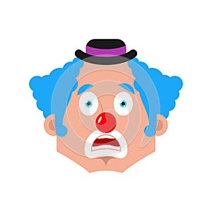 Clown Surprised emotion face avatar. funnyman open-eyed emoji. harlequin icon. Vector illustration photo