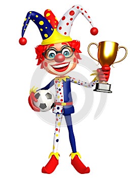 Clown with Wining cup and football