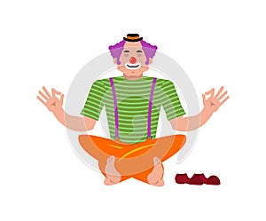 Clown yoga. yogi funnyman. harlequin relaxation and meditation. Vector illustration photo