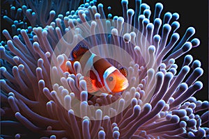 Clownfish in anemones coral anemone clown fish orange colorful