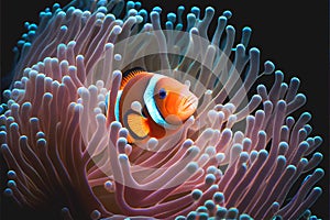 Clownfish in anemones coral anemone clown fish orange colorful