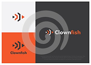Clownfish Logo Design, Clown fish logo vector, fish logo, wild logo, Fish clown icon. Flat illustration logo of fish clown vector