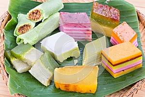 Clsoeup on Malaysia popular assorted sweet dessert kuih kueh