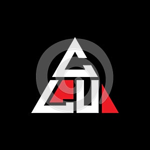 CLU triangle letter logo design with triangle shape. CLU triangle logo design monogram. CLU triangle vector logo template with red