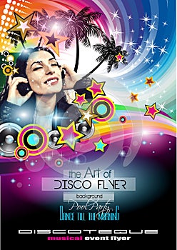 Club Disco Flyer Set with DJs and Colorful backgrounds