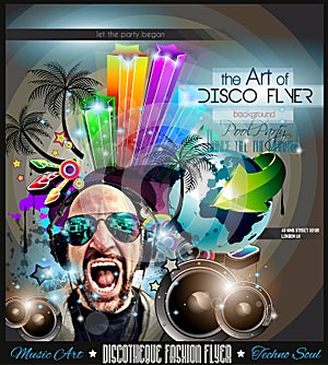 Club Disco Flyer Set with DJs and Colorful backgrounds