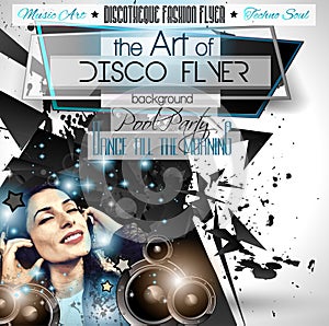 Club Disco Flyer Set with LOW POLY DJs and Music backgrounds photo