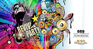 Club Disco Flyer template with Music Elements , Colorful Scalable backgrounds