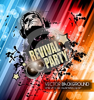 Club Disco Flyer template with Music Elements , Colorful Scalable backgrounds