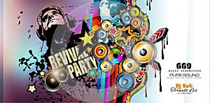 Club Disco Flyer template with Music Elements , Colorful Scalable backgrounds