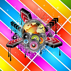 Club Disco Flyer template with Music Elements , Colorful Scalable backgrounds