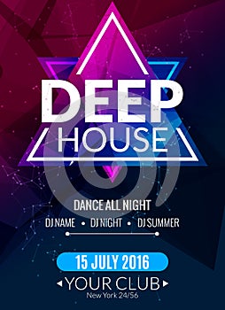 Club electronic deep techno music poster. Musical event DJ flyer. Disco trance sound. Night party