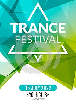 Club electronic trance festival music poster. Musical event DJ flyer. Disco trance sound. Night party