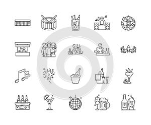 Club line icons, signs, vector set, outline illustration concept