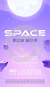Club party flyer to space music show