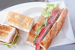 Club sandwich and Beef steak sandwich