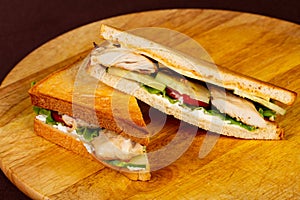 Club sandwich with chicken breast