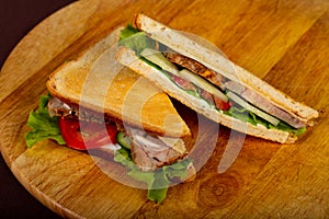 Club sandwich with chicken breast