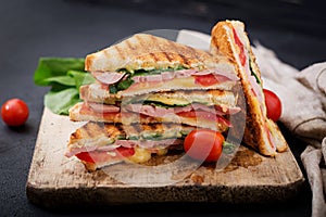 Club sandwich panini with ham