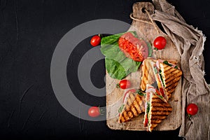 Club sandwich panini with ham